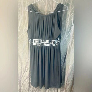 Janette Plus - 1XL Black Mini Dress w/ Wide Silver Sequined Waistband 🖤🩶